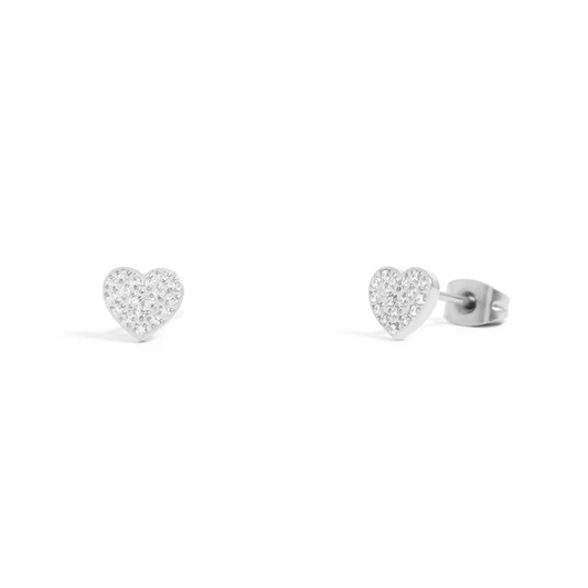heart stud pavé stone earring