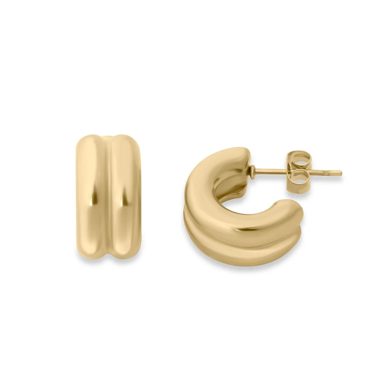 double hoop stud huggie earring