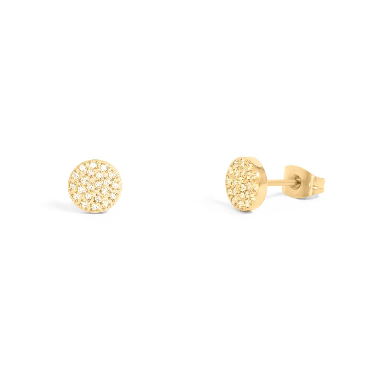 circle stud pavé stone earring