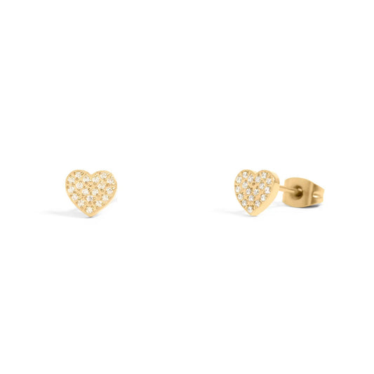 heart stud pavé stone earring